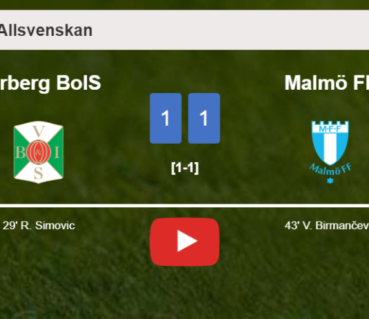 Varberg BoIS and Malmö FF draw 1-1 on Sunday. HIGHLIGHTS
