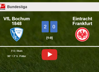 VfL Bochum 1848 beats Eintracht Frankfurt 2-0 on Sunday. HIGHLIGHTS
