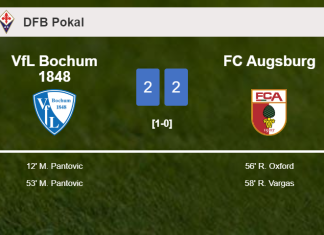 FC Augsburg manages to draw 2-2 with VfL Bochum 1848 after recovering a 0-2 deficit