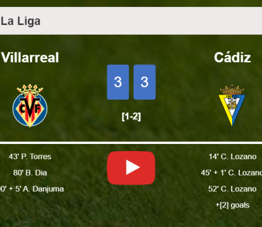 Villarreal and Cádiz draw a crazy match 3-3 on Tuesday. HIGHLIGHTS