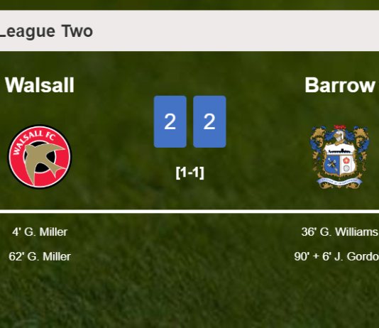 Walsall and Barrow draw 2-2 on Saturday