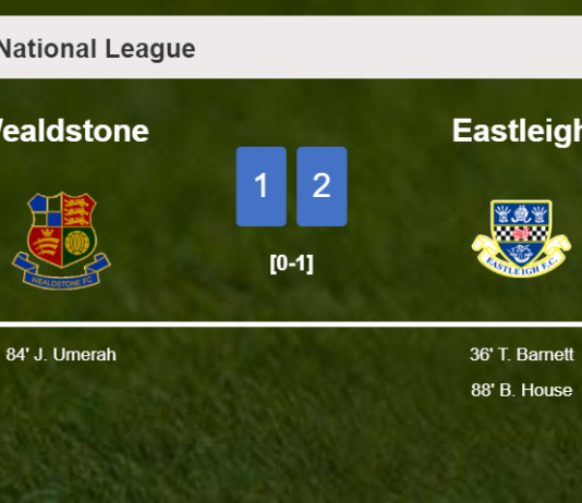 Eastleigh clutches a 2-1 win against Wealdstone 2-1