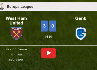 West Ham United defeats Genk 3-0. HIGHLIGHTS