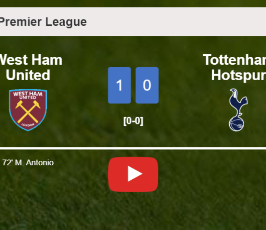 West Ham United defeats Tottenham Hotspur 1-0 with a goal scored by M. Antonio. HIGHLIGHTS