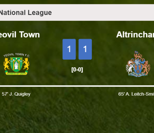 Yeovil Town and Altrincham draw 1-1 on Tuesday