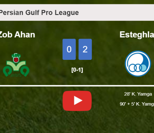 K. Yamga scores a double to give a 2-0 win to Esteghlal over Zob Ahan. HIGHLIGHTS