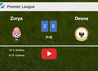 Zorya overcomes Desna 2-0 on Sunday. HIGHLIGHTS