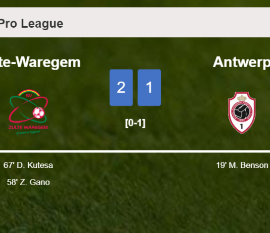 Zulte-Waregem recovers a 0-1 deficit to top Antwerp 2-1