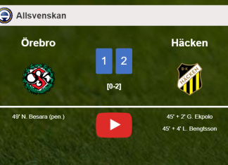 Häcken prevails over Örebro 2-1. HIGHLIGHTS