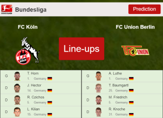 PREDICTED STARTING LINE UP: FC Köln vs FC Union Berlin - 07-11-2021 Bundesliga - Germany