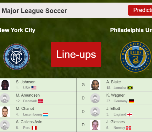 PREDICTED STARTING LINE UP: New York City vs Philadelphia Union - 07-11-2021 Major League Soccer - USA