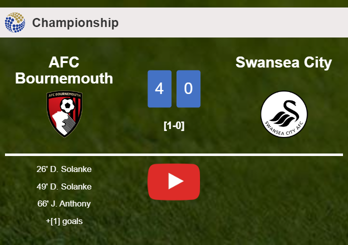AFC Bournemouth obliterates Swansea City 4-0 . HIGHLIGHTS