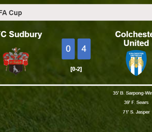 Colchester United overcomes AFC Sudbury 4-0 after playing a incredible match