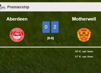 K. van scores 2 goals to give a 2-0 win to Motherwell over Aberdeen