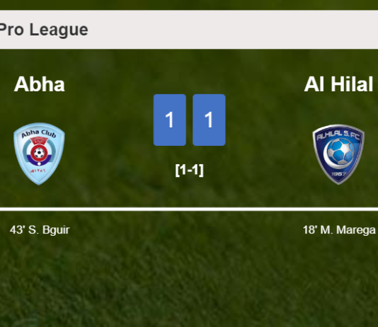 Abha and Al Hilal draw 1-1 on Sunday