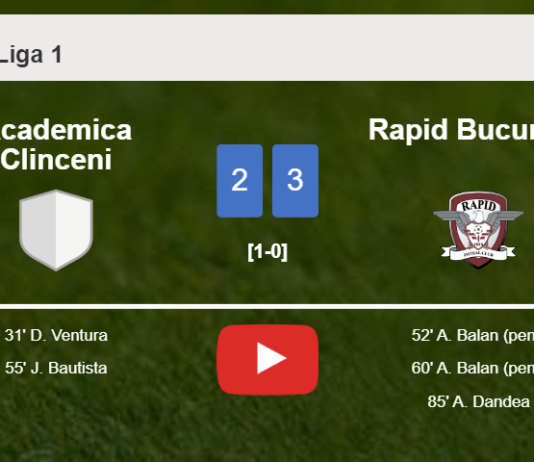 Rapid Bucuresti beats Academica Clinceni after recovering from a 2-1 deficit. HIGHLIGHTS