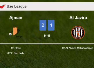 Ajman overcomes Al Jazira 2-1