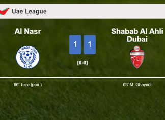 Al Nasr grabs a draw against Shabab Al Ahli Dubai