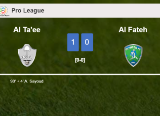 Al Ta'ee conquers Al Fateh 1-0 with a late goal scored by A. Sayoud