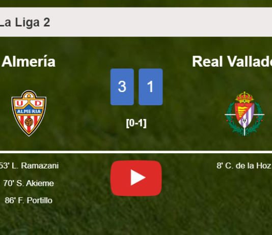 Almería defeats Real Valladolid 3-1 after recovering from a 0-1 deficit. HIGHLIGHTS