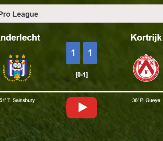 Anderlecht and Kortrijk draw 1-1 on Sunday. HIGHLIGHTS