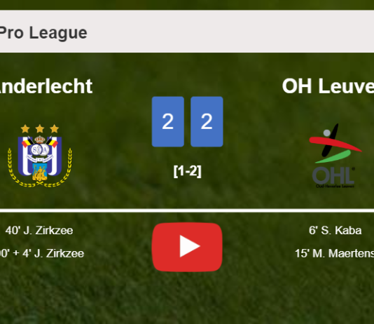 Anderlecht manages to draw 2-2 with OH Leuven after recovering a 0-2 deficit. HIGHLIGHTS