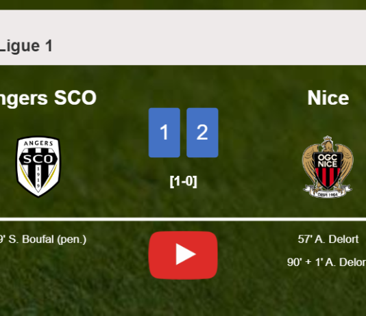 Nice recovers a 0-1 deficit to top Angers SCO 2-1 with A. Delort scoring a double. HIGHLIGHTS