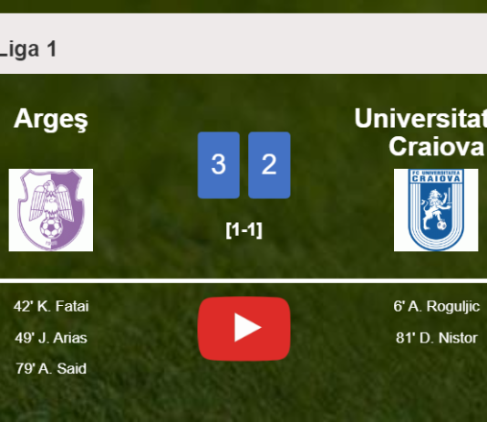 Argeş prevails over Universitatea Craiova 3-2. HIGHLIGHTS