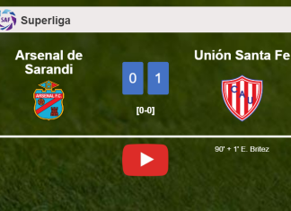 Unión Santa Fe prevails over Arsenal de Sarandi 1-0 with a late goal scored by E. Britez. HIGHLIGHTS