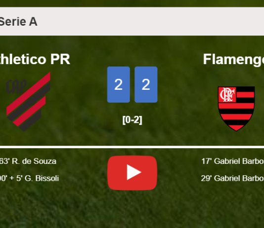 Athletico PR manages to draw 2-2 with Flamengo after recovering a 0-2 deficit. HIGHLIGHTS
