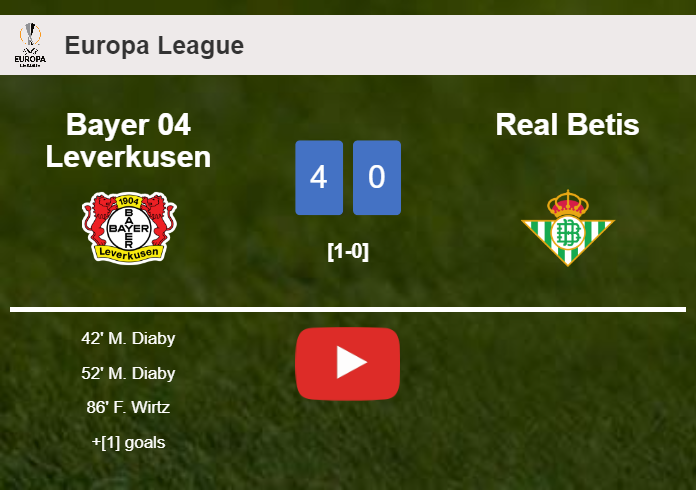Bayer 04 Leverkusen obliterates Real Betis 4-0 showing huge dominance. HIGHLIGHTS