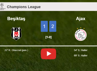 Ajax recovers a 0-1 deficit to conquer Beşiktaş 2-1 with S. Haller scoring a double. HIGHLIGHTS