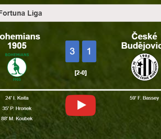 Bohemians 1905 prevails over České Budějovice 3-1. HIGHLIGHTS