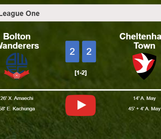 Bolton Wanderers and Cheltenham Town draw 2-2 on Saturday. HIGHLIGHTS