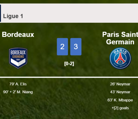 Paris Saint Germain overcomes Bordeaux 3-2