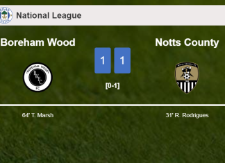 Boreham Wood and Notts County draw 1-1 on Tuesday