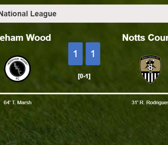 Boreham Wood and Notts County draw 1-1 on Tuesday