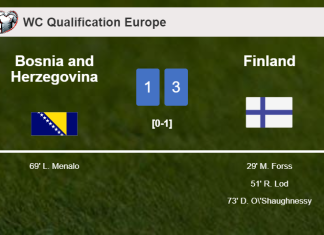 Finland tops Bosnia and Herzegovina 3-1