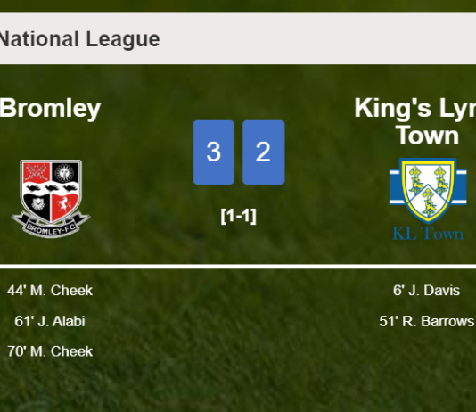 Bromley demolishes King's Lynn Town 3-2 with 2 goals from M. Cheek