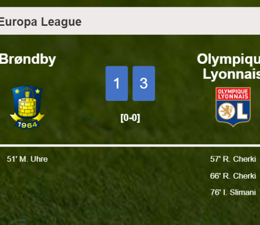 Olympique Lyonnais prevails over Brøndby 3-1 after recovering from a 0-1 deficit
