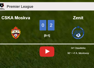 Zenit overcomes CSKA Moskva 2-0 on Sunday. HIGHLIGHTS
