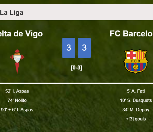 Celta de Vigo and FC Barcelona draw a exciting match 3-3 on Saturday