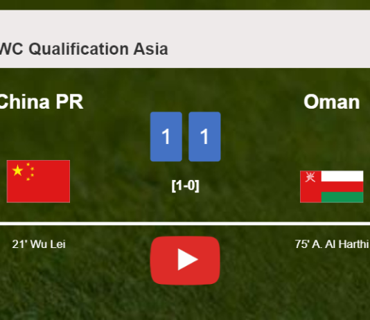Oman and China PR draw 1-1 on Thursday. HIGHLIGHTS