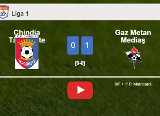 Gaz Metan Mediaş conquers Chindia Târgovişte 1-0 with a late goal scored by P. Matricardi. HIGHLIGHTS
