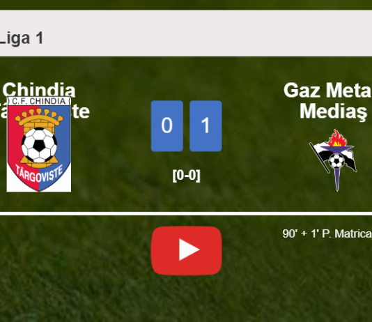 Gaz Metan Mediaş conquers Chindia Târgovişte 1-0 with a late goal scored by P. Matricardi. HIGHLIGHTS