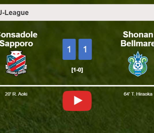 Consadole Sapporo and Shonan Bellmare draw 1-1 on Wednesday. HIGHLIGHTS