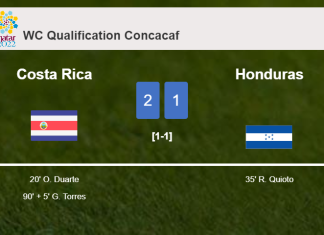 Costa Rica steals a 2-1 win against Honduras