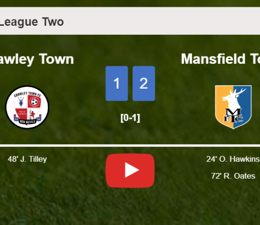 Mansfield Town overcomes Crawley Town 2-1. HIGHLIGHTS