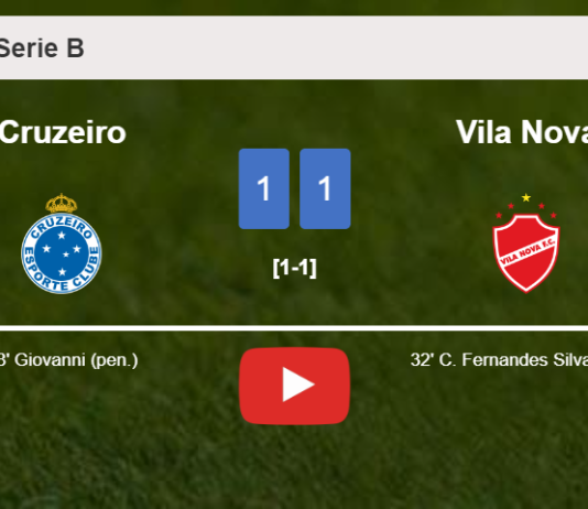Cruzeiro and Vila Nova draw 1-1 on Monday. HIGHLIGHTS