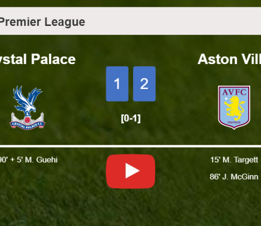 Aston Villa grabs a 2-1 win against Crystal Palace. HIGHLIGHTS